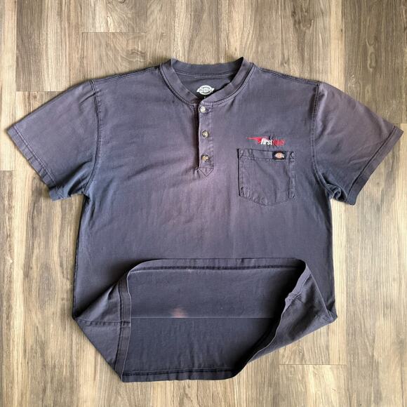 Vintage Gradient Sun Faded Worn WIP Workwear T-Shirt Size L Blue Dickies - Picture 1 of 5